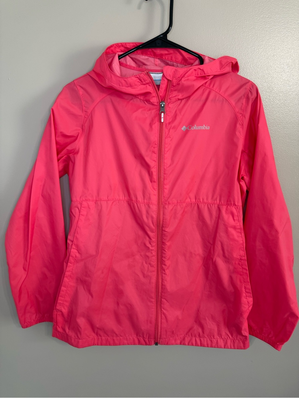 Columbia Girls' Coral Hooded Windbreaker Rain Jacket Front Zip Youth XL (18/20)